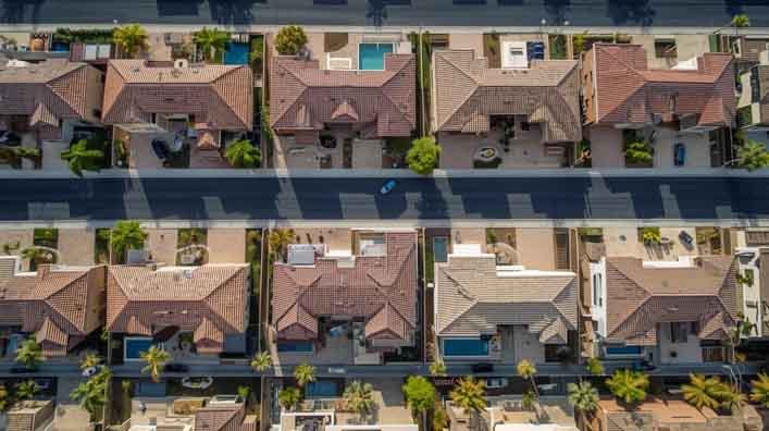 Las Vegas residential neighborhood aerial view